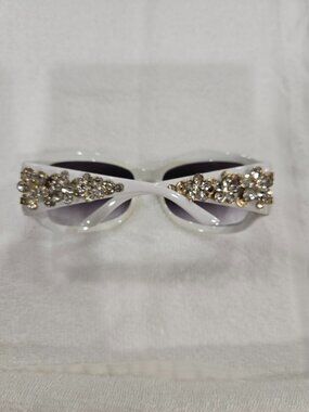 Vintage Bvlgari White Oversized frame with Swarovski crystal  652 B
